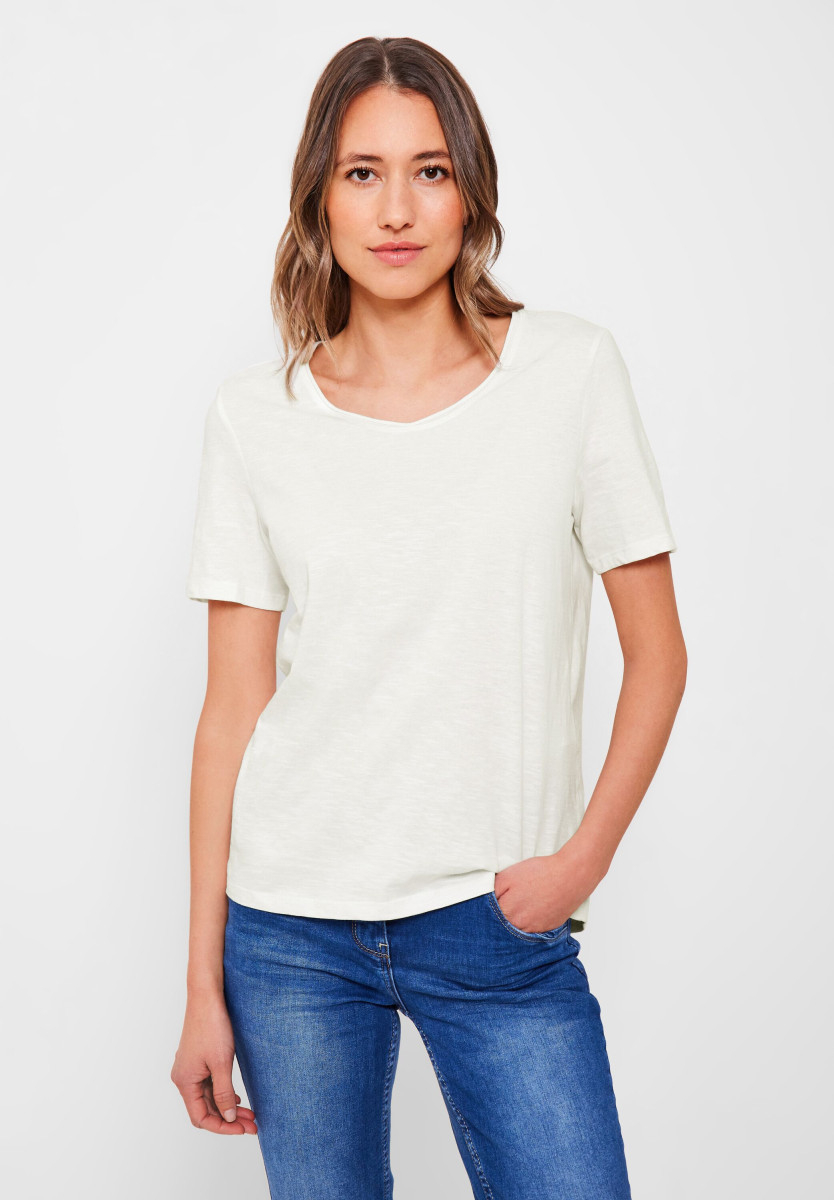 Basic T-Shirt in Unifarbe - easy khaki | Langarmshirts | Shirts & Blusen |  Bekleidung | DAMEN | MODE | V-Shirts