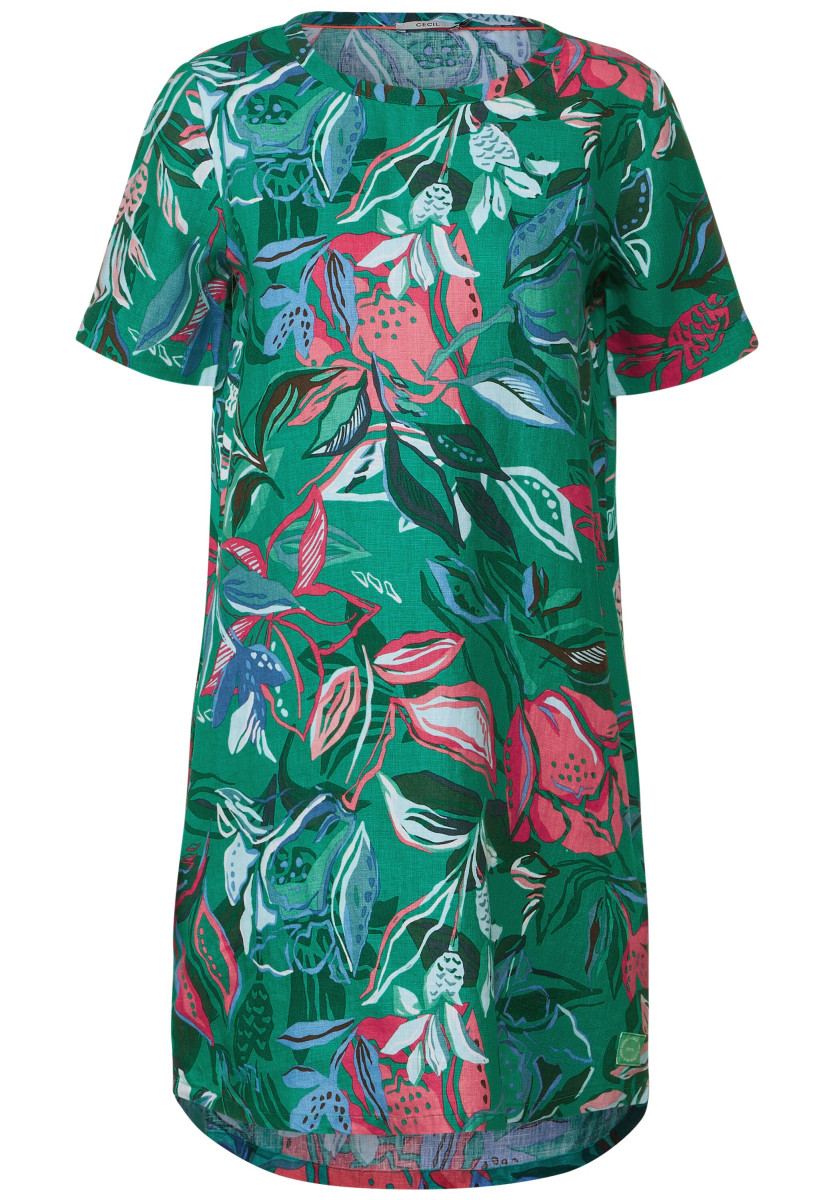 Kleider Leinenkleid green - | Bekleidung Blumenprint MODE mit Kleider & Röcke | | | DAMEN trefoil | kurz